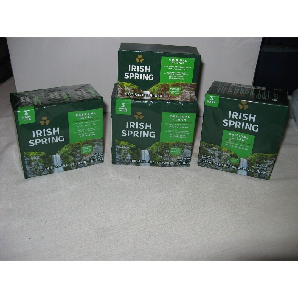 Irish Spring Deodorant Soap Bar Original Clean with Flaxseed Oil 10  Bars NEW